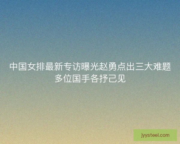 中国女排最新专访曝光赵勇点出三大难题多位国手各抒己见